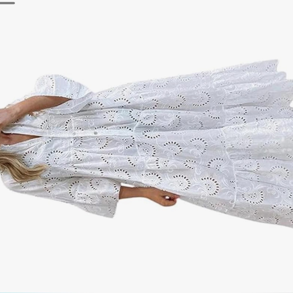 Elegant White Eyelet Dress